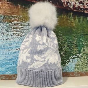 Vera Bradley Woodland Lace Pom Pom Beanie W/Ear Warming Lining